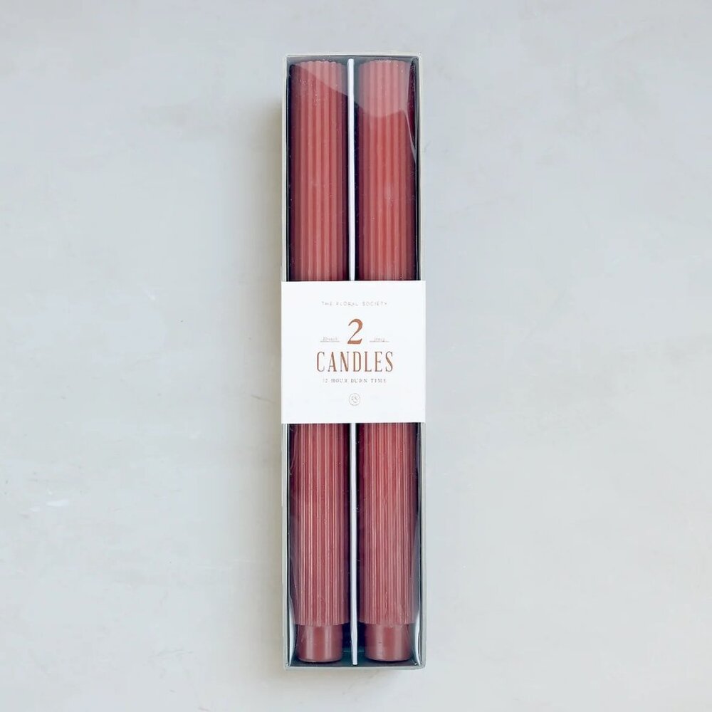 The Floral Society brand 10" Fancy Taper Candles in color Clay